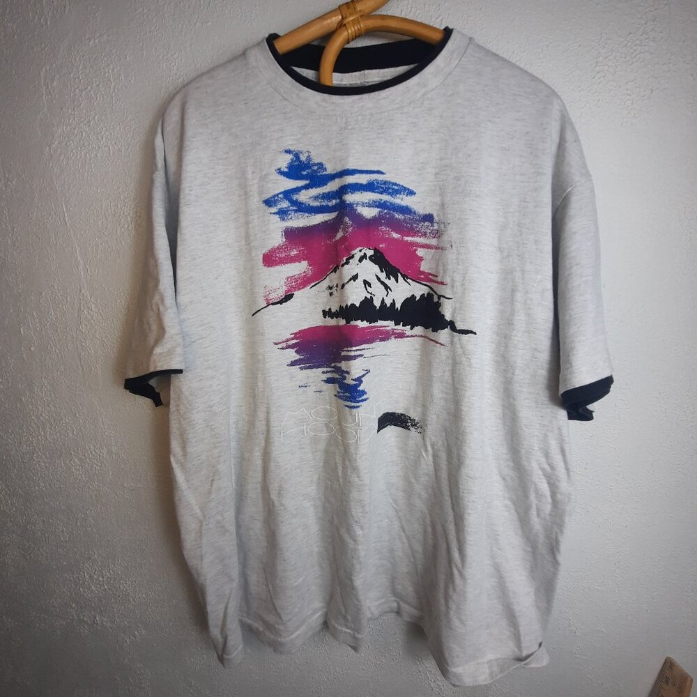 Vintage 90s Y2K Cotton Tshirt XL Retro Mountain Graphic Unisex "MOUNT HOOD"